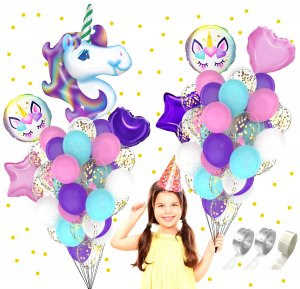 Amandir Decor 129Pcs Purple Pink Balloons Kit for Girls Birthday Party Supplies